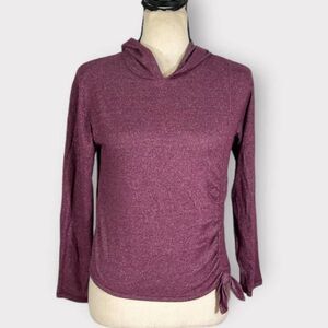 Zella Ruched Side Hoodie Girl Kids' Medium 8/10 Purple Nectar Long Sleeve NWOT